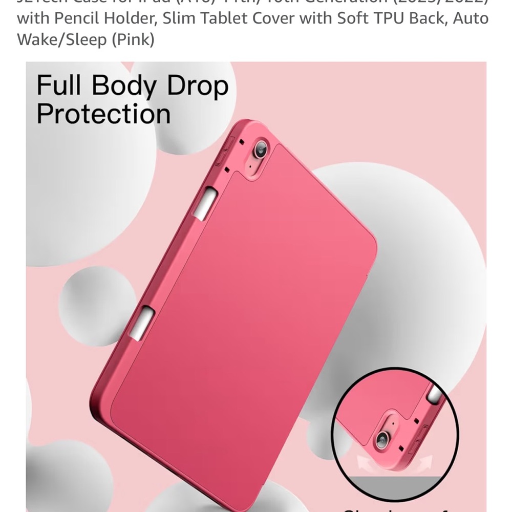 Pink Tablet Cover with Pencil Holder